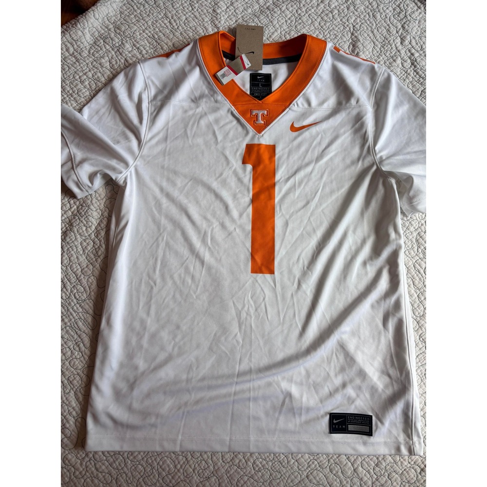 Nike Tennessee Volunteers Jersey Mens Large White Orange #1 Dri-FIT